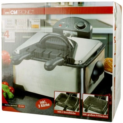 Ανοξείδωτη διπλή φριτέζα 4L CL FR 3195 2000W 230V 50Hz με ρυθμιζόμενος θερμοστάτης έως 190° C Ανοξείδωτη διπλή φριτέζα 4L CL FR 3195 2000W 230V 50Hz με ρυθμιζόμενος θερμοστάτης έως 190° C
