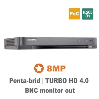 Kαταγραφικό υβριδικό της Hikvsion DS-7204HUHI-K1/P, με 4 εισόδους HDTVI  υποστηρίζει 8 IP έως 8MP