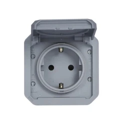 Πρίζα με καπάκι 2Π+Γ Legrand Plexo 16A 250 V γκρι 70,5x70,5x46mm