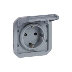 Πρίζα με καπάκι 2Π+Γ Legrand Plexo 16A 250 V γκρι 70,5x70,5x46mm