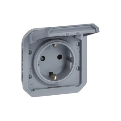 Πρίζα με καπάκι 2Π+Γ Legrand Plexo 16A 250 V γκρι 70,5x70,5x46mm