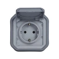 Πρίζα χωνευτή πλήρης LEGRAND Plexo 2Π+Γ ασφαλείας 16A 250V γκρι IP55 85x85x55mm