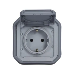 Πρίζα χωνευτή πλήρης LEGRAND Plexo 2Π+Γ ασφαλείας 16A 250V γκρι IP55 85x85x55mm