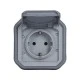 Πρίζα χωνευτή πλήρης LEGRAND Plexo 2Π+Γ ασφαλείας 16A 250V γκρι IP55 85x85x55mm