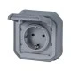 Πρίζα χωνευτή πλήρης LEGRAND Plexo 2Π+Γ ασφαλείας 16A 250V γκρι IP55 85x85x55mm