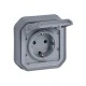 Πρίζα χωνευτή πλήρης LEGRAND Plexo 2Π+Γ ασφαλείας 16A 250V γκρι IP55 85x85x55mm
