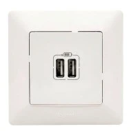 Πρίζα 2xUSB φόρτισης τύπου A 2400mA λευκή Legrand Niloe