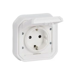 Πρίζα σούκο 16Α LEGRAND σειρά Plexo ασφαλείας IP44 πλήρης χωνευτή με νύχια σε λευκό χρώμα