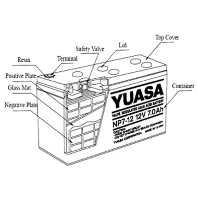 Μπαταρία YUASA 12V χωρητικότητας 7Ah κλειστού τύπου NP7-12 D με φαρδύ πόλο