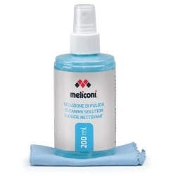 Υγρό καθαρισμού MELICONI C-200 CLOTH 200ml και πανί με μικροΐνες για αφαίρεση αποτυπωμάτων & σκόνης