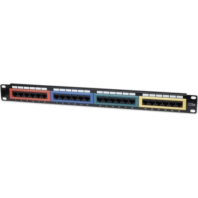 Patch panel κατηγορίας CAT 5e UTP INT 513678 24 θυρών χωρισμένων σε 4 εξάδες διαφορετικών χρωματισμώ