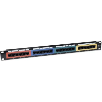 Patch panel κατηγορίας CAT 5e UTP INT 513678 24 θυρών χωρισμένων σε 4 εξάδες διαφορετικών χρωματισμώ