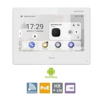 Hikvision μόνιτορ θυροτηλεόρασης για 10 Διαμερίσματα  DS-KH9310-WTE1(B) 7'' οθόνη αφής ανάλυσης 1024x600 ισχυρός επεξεργαστής