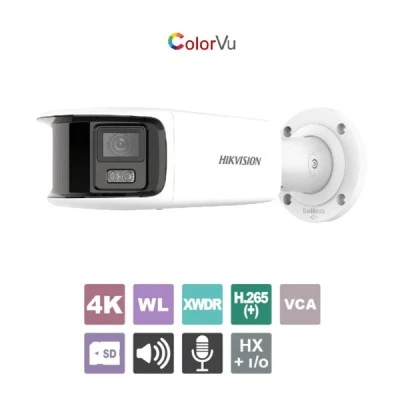 Δικτυακή κάμερα Bullet 8MP Hikvision ColorVu πανοραμικής θέασης 180° με 2 αισθητήρια 4MP & 2 φακούς 4mm IP67