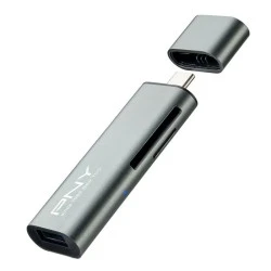 USB-C card reader PNY R-TC-UA-3N1E01-RB για κάρτες MicroSD & SD με υποδοχή USB A
