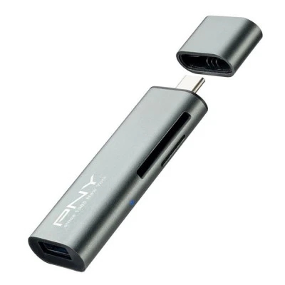 USB-C card reader PNY R-TC-UA-3N1E01-RB για κάρτες MicroSD & SD με υποδοχή USB A