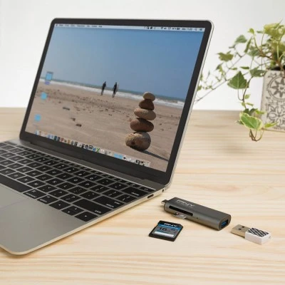 USB-C card reader PNY R-TC-UA-3N1E01-RB για κάρτες MicroSD & SD με υποδοχή USB A
