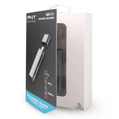 USB-C card reader PNY R-TC-UA-3N1E01-RB για κάρτες MicroSD & SD με υποδοχή USB A
