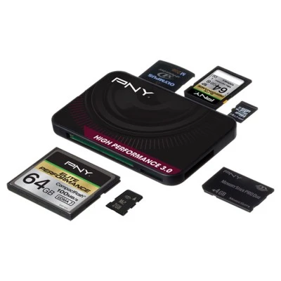 Card Reader USB 3.0 PNY FLASHREAD-HIGPER-BX με ενσωματωμένο καλώδιο USB 2.0