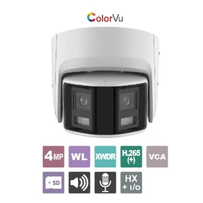 Δικτυακή κάμερα Turret Hikvision 4MP ColorVu πανοραμικής θέασης 180° με 2 αισθητήρια 2MP & 2 φακούς 2.8mm 140×145.6mm