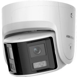 Δικτυακή κάμερα Turret 4MP AcuSense Hikvision πανοραμικής θέασης 180° με 2 φακούς 2.8mm  με ενσωματωμένο μεγάφωνο IP67