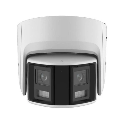 Δικτυακή κάμερα Turret 4MP AcuSense Hikvision πανοραμικής θέασης 180° με 2 φακούς 2.8mm  με ενσωματωμένο μεγάφωνο IP67