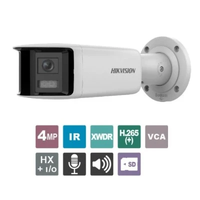 Δικτυακή κάμερα Bullet 4MP AcuSense Hikvision πανοραμικής θέασης 180° με  2 αισθητήρια 2MP & 2 φακούς 2.8mm με ενσωματωμένο μικρόφωνο IP67