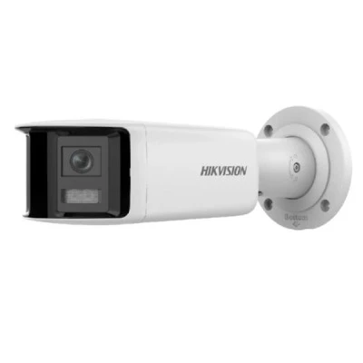Δικτυακή κάμερα Bullet 4MP AcuSense Hikvision πανοραμικής θέασης 180° με  2 αισθητήρια 2MP & 2 φακούς 2.8mm με ενσωματωμένο μικρόφωνο IP67
