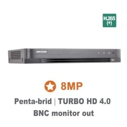Καταγραφικό υβριδικό Ηikvision με 8 εισόδους HDTVI οποιασδήποτε σειράς, με ανάλυση 8MP ως 720p υποστηρίζει 16 IP κάμερες έως 8MP