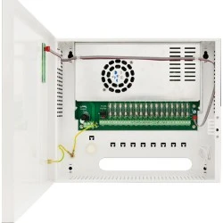 Τροφοδοτικό switching PULSAR HPSDC-12V16X1A σε επίτοιχο μεταλλικό κουτί από 230VDC σε 12VDC & 15Α 16 εξόδων