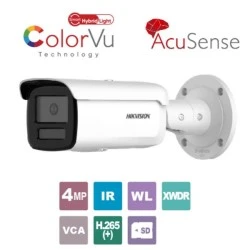 Δικτυακή κάμερα Bullet 4MP Hikvision Smart Hybrid Light ColorVu, μεγάλο αισθητήριο 1/1.8ʺ, σταθερός ευρυγώνιος φακός confocal 2.8mm