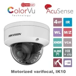 Δικτυακή κάμερα Dome Hikvsion 4MP Smart Hybrid Light ColorVu, μεγάλο αισθητήριο 1/1.8ʺ φακός motorized varifocal 2.8~12mm