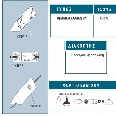 Dimmer καλωδίου ενδιάμεσο λευκό Century Control Type C, 40–150W, για όλα τα φορτία