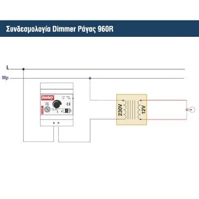 Dimmer ράγας Century Control 960R για επαγωγικά φορτία, 100–1000VA, 4 modules