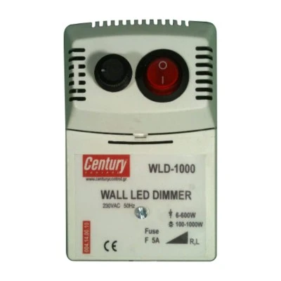 Dimmer – ροοστάτης επίτοιχος Century Control WDD-1000, για ωμικά & επαγωγικά φορτία, 1000W