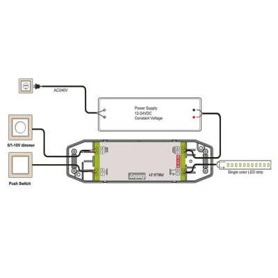 Push Button & 1-10 Led Dimmer 12-24V 21A PBLD-21 κατάλληλο για ταινίες LED & λάμπες