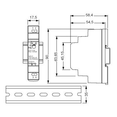 PS-12 Τροφοδοτικό Ράγας DIN 230V/12V DC 1,25A για Αισθητήρες 12-24V DC