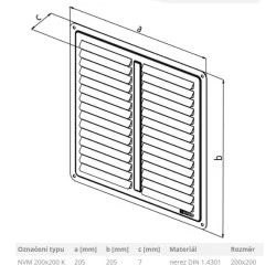 Περσίδα εξαερισμού ανοξείδωτη 200x200mm κατάλληλη για εσωτερικό και εξωτερικό χώρο