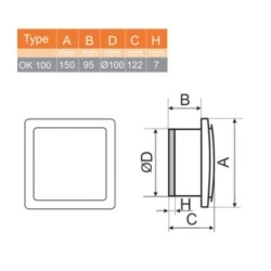 Εξαεριστήρας μπάνιου μαύρο/Inox Φ100mm 13W σειρά OK 230V 100 m³/h 26dB
