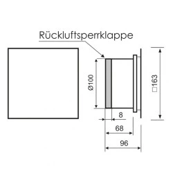 Εξαεριστήρας MM-P 18W 230V 50Hz 169m³/h Φ100 γραφίτης γυαλί επίτοιχης τοποθέτησης