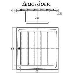Περσίδα εξαερισμού βαρύτητας 150x150mm Φ100 μεταλλική λευκή μεγάλης αντοχής σε υψηλές θερμοκρασίες