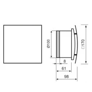 Εξαεριστήρας MMP-UE μαύρο ματ γυαλί 5,5W 230V 50Hz 100m³/h Φ100/100 επίτοιχης τοποθέτησης
