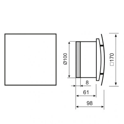 Εξαεριστήρας MMP-UE μαύρο gloss γυαλί 5,5W 230V 50Hz 100m³/h Φ100/100 επίτοιχης τοποθέτησης Εξαεριστήρας MMP-UE μαύρο gloss γυαλί 5,5W 230V 50Hz 100m³/h Φ100/100 επίτοιχης τοποθέτησης