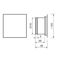 Εξαεριστήρας MMP-UE 5,5W 230V 100m³/h Φ100/100 γκρι λεπτομέρειες επίτοιχης τοποθέτησης
