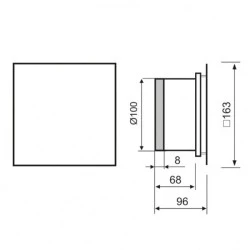 Εξαεριστήρας MMP-UE 5,5W 230V 50Hz 100m³/h Φ100/100 επίτοιχης τοποθέτησης Inox γυαλί
