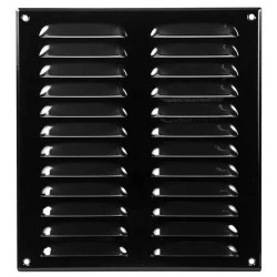 Περσίδα εξαερισμού μαύρη ορθογώνια 260x280mm Europlast MR2628M με πλέγμα προστασίας