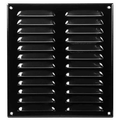 Περσίδα εξαερισμού μαύρη ορθογώνια 260x280mm Europlast MR2628M με πλέγμα προστασίας