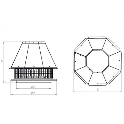 Φυγοκεντρικός ανεμιστήρας οροφής 190W 220 VAC 1,2 A Φ310mm 1900 m3/h 62 dB μεταλλικός