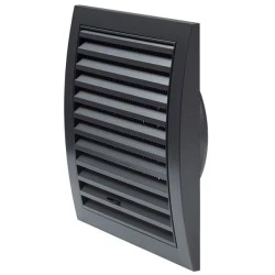 Περσίδα εξαερισμού πλαστική γκρι Φ125mm ελεγχόμενης ροής 190x190mm ND12RA με γρίλιες & πλέγμα