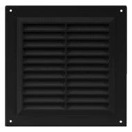 Περσίδα εξαερισμού μαύρη 150x150mm πλαστική τετράγωνή Europlast VR1515M με πλέγμα προστασίας